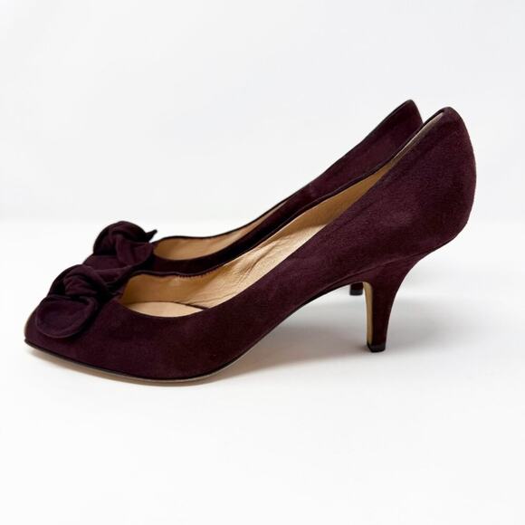 Giuseppe Zanotti Vicini Burgundy Suede Closed Toe Pumps Bow Detail Made in Italy - Picture 4 of 10